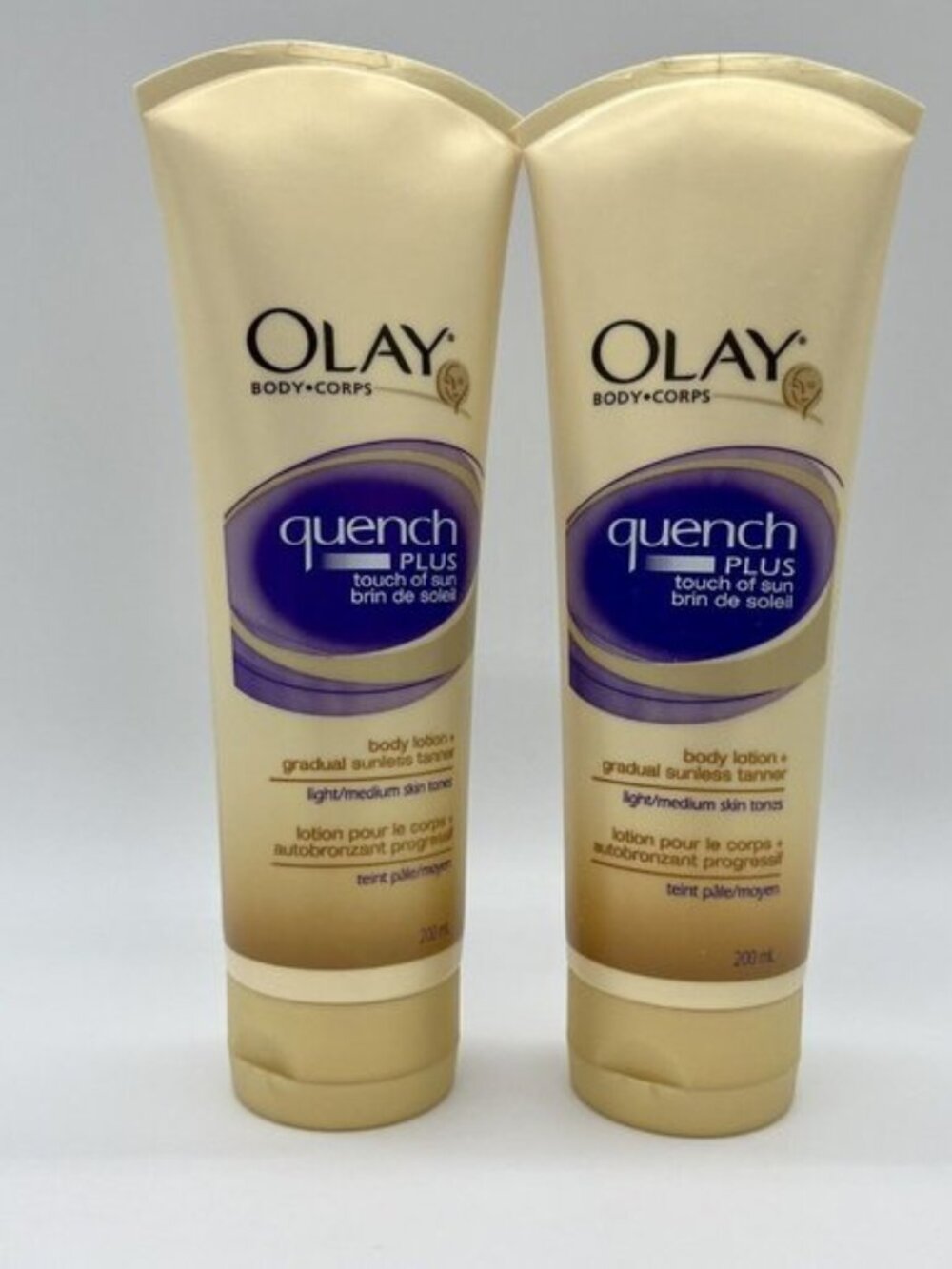 2x Olay Quench Plus Touch Of Sun Body Lotion Gradual Sunless Tanner Light/Medium